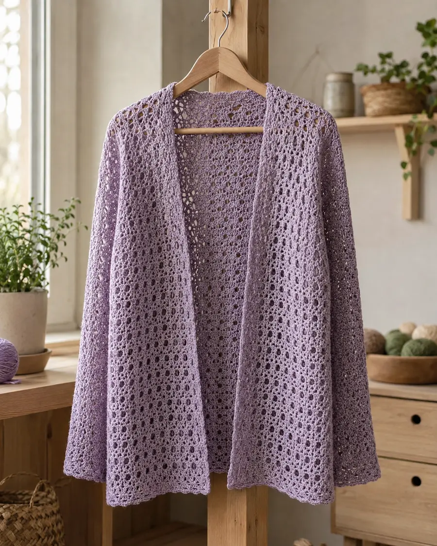 Lavender handmade crochet cardigan