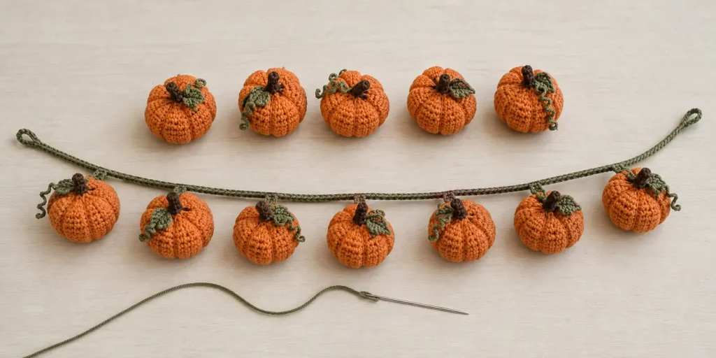 Attach the Pumpkins to the Garland