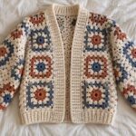 Colorful granny square crochet jacket