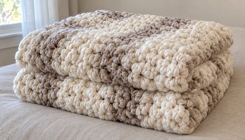 Finished chunky crochet throw blanket folded