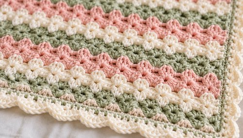 Close-up of shell stitch texture on a crochet baby blanket