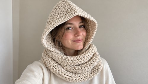 Crochet hood: hooded snood worn on head