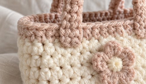 Cute crochet bags: close-up of handle attachment and stitch detail