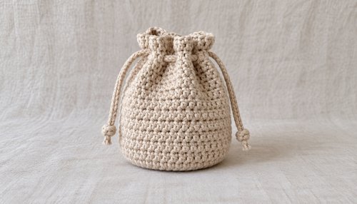 Easy crochet bag drawstring pouch